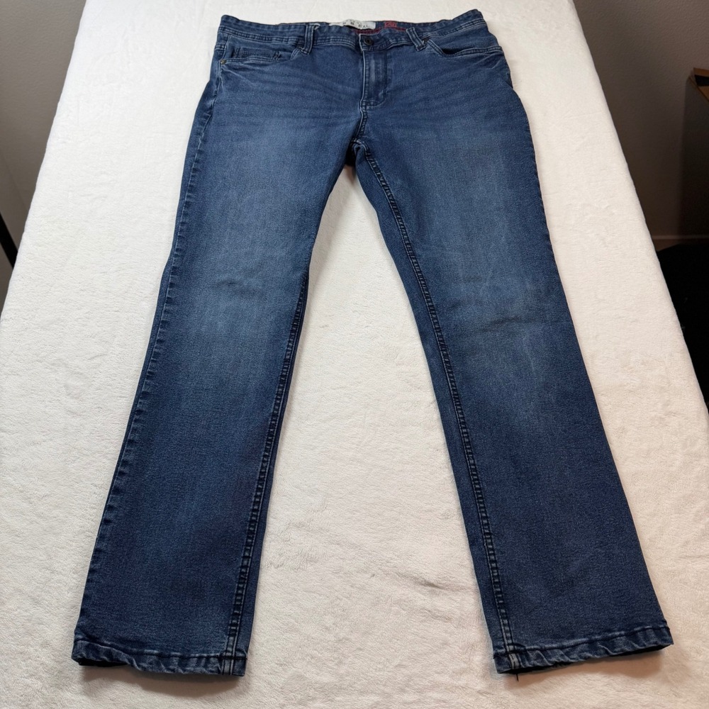 Artful‎ Rebel Straight Leg Jeans Mens 38x32 Blue Excellent Stretch Medium Wash